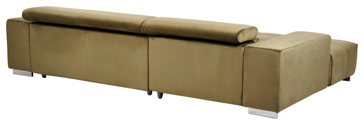 Ecksofa mit Relaxfunktion Orion Kopfstütze Klappbar Olivegrün - Silberfarben/Olivgrün, KONVENTIONELL, Textil (186/307cm) - Livetastic