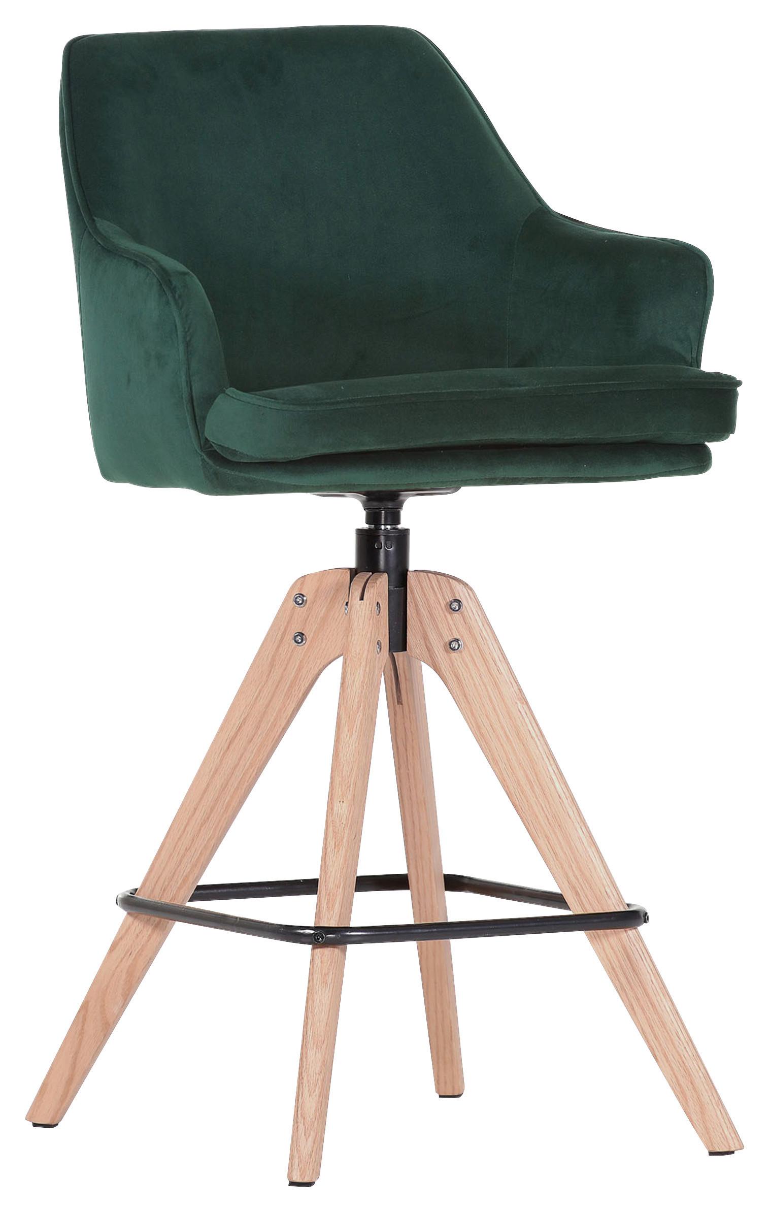 Barhocker Floyd Dunkelgrün, B: 53 cm - Dunkelgrün/Eichefarben, MODERN, Holz/Textil (53/55/100cm) - Livetastic