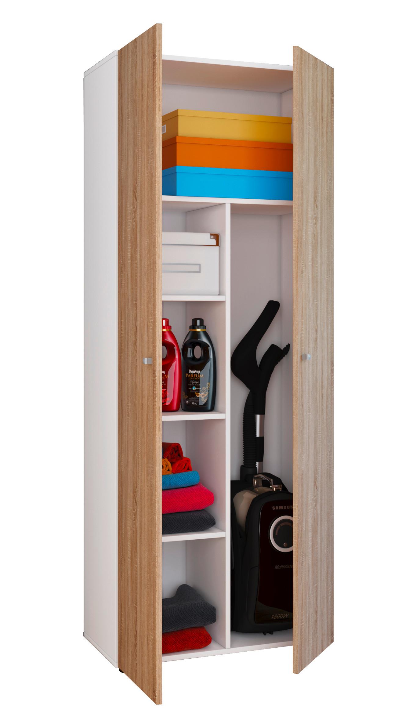 Mehrzweckschrank Vandol Weiß/Sonoma Eiche Dekor B:70cm - Weiß/Sonoma Eiche, Design, Holzwerkstoff (70/178/39cm) - MID.YOU