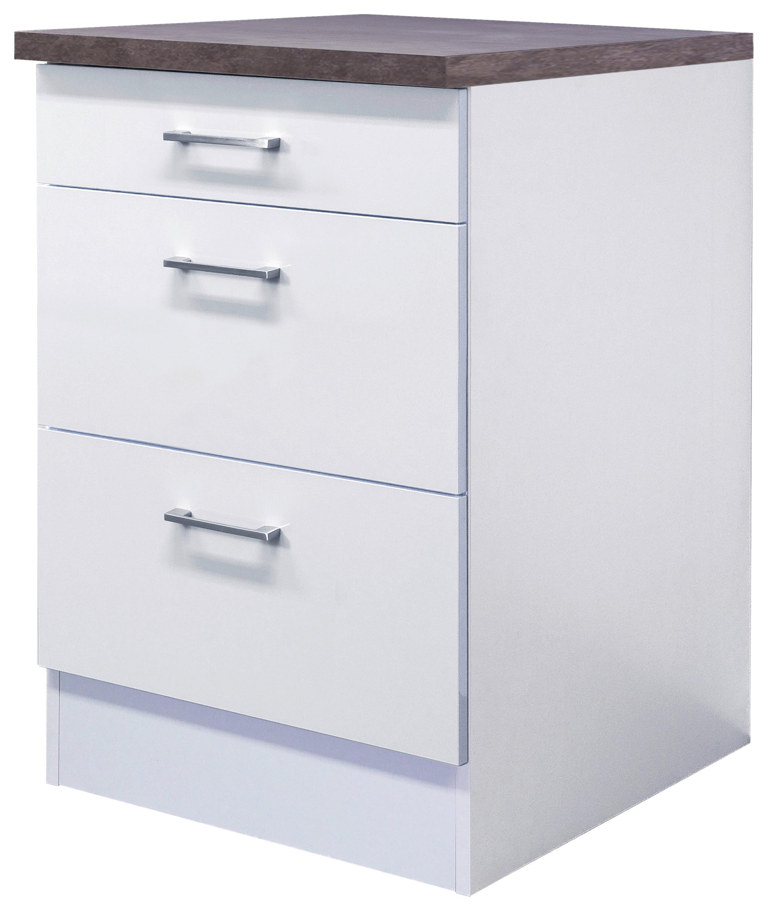 Schubkastenunterschrank Lucca Weiß B: 60 cm - Graubraun/Weiß, KONVENTIONELL, Holzwerkstoff (60/84,9/60cm) - FlexWell