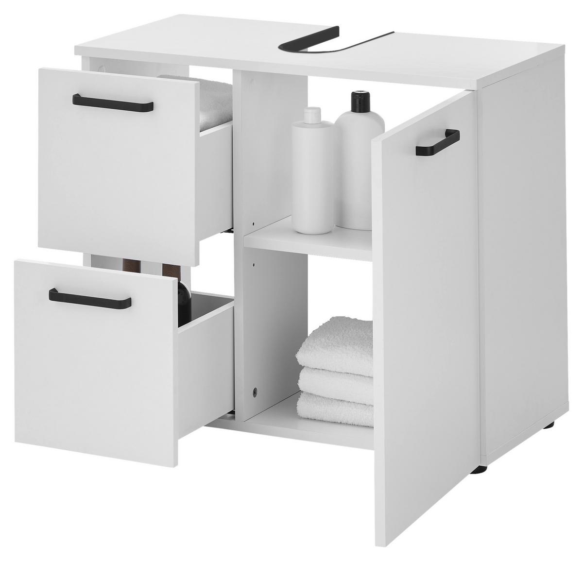 Waschbeckenunterschrank Vanice B: 70 cm Weiß - Schwarz/Weiß, MODERN, Holzwerkstoff (70/60/35cm) - MID.YOU