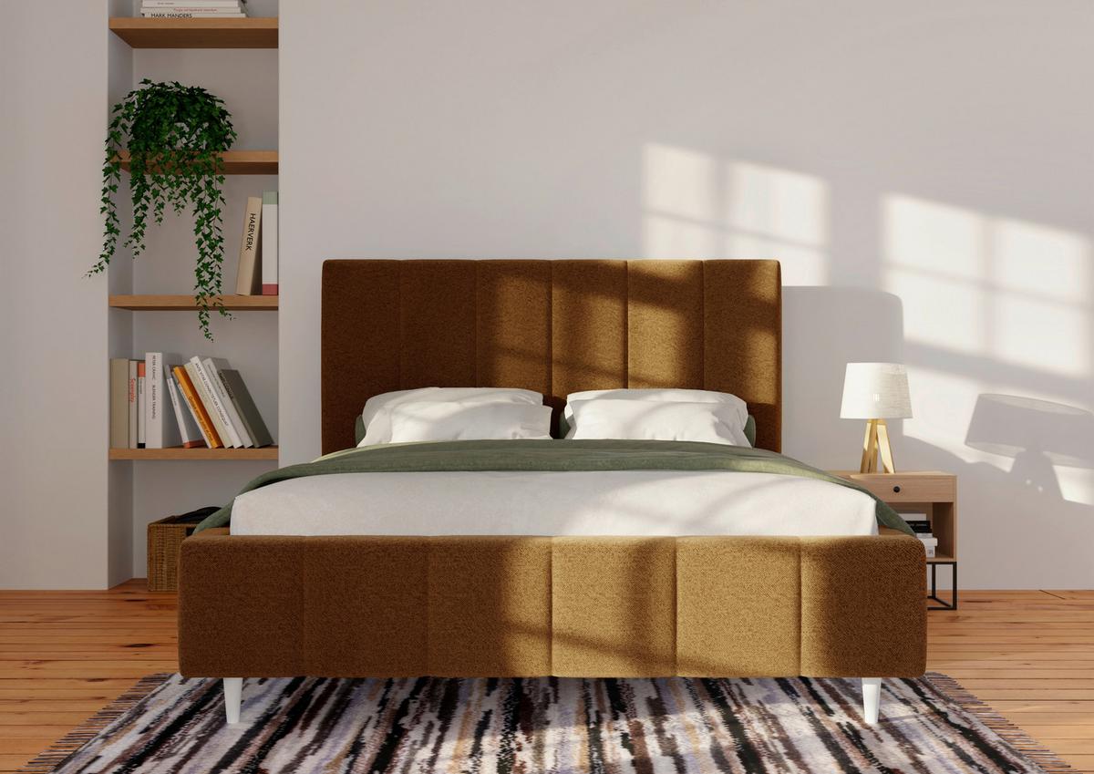 Polsterbett Talera Loft braun 140x200 cm - Buchefarben/Schwarz, KONVENTIONELL, Holz/Textil (140/200cm)