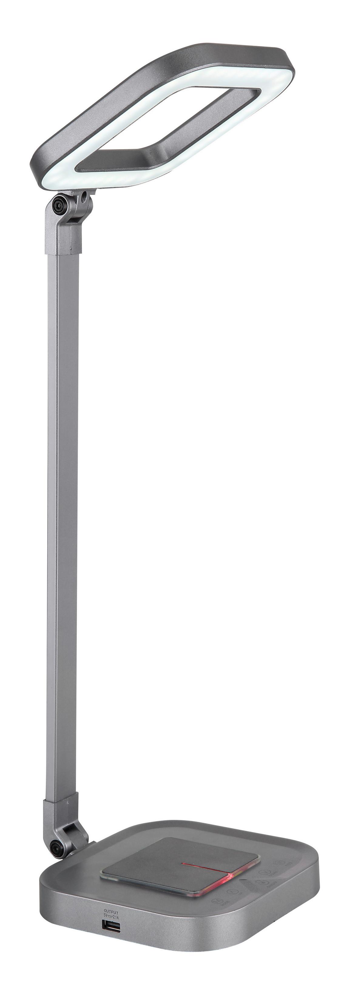 LED-Schreibtischleuchte Monaco - Weiß/Grau, Basics, Kunststoff/Metall (14,5/14,5/43cm) - Globo