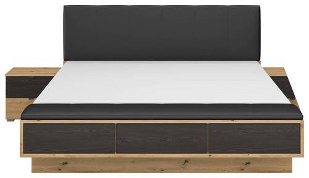 Bettanlage Apollon Eiche Artisan/schwarz B: 180cm - Schwarz/Eiche Artisan, MODERN, Holzwerkstoff/Textil (180/200cm) - Rauch Möbel
