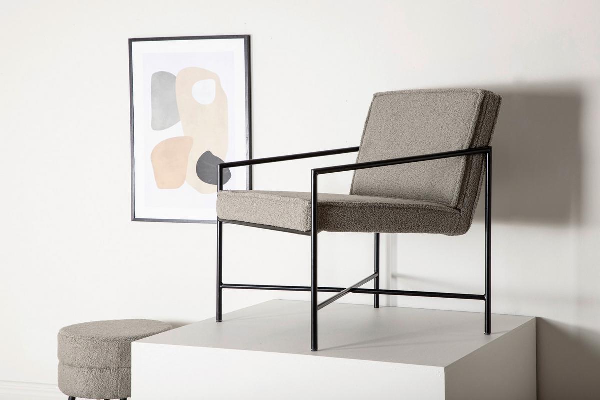 Sessel Rakel - Beige/Schwarz, Design, Textil/Metall (66/78/65cm) - Livetastic