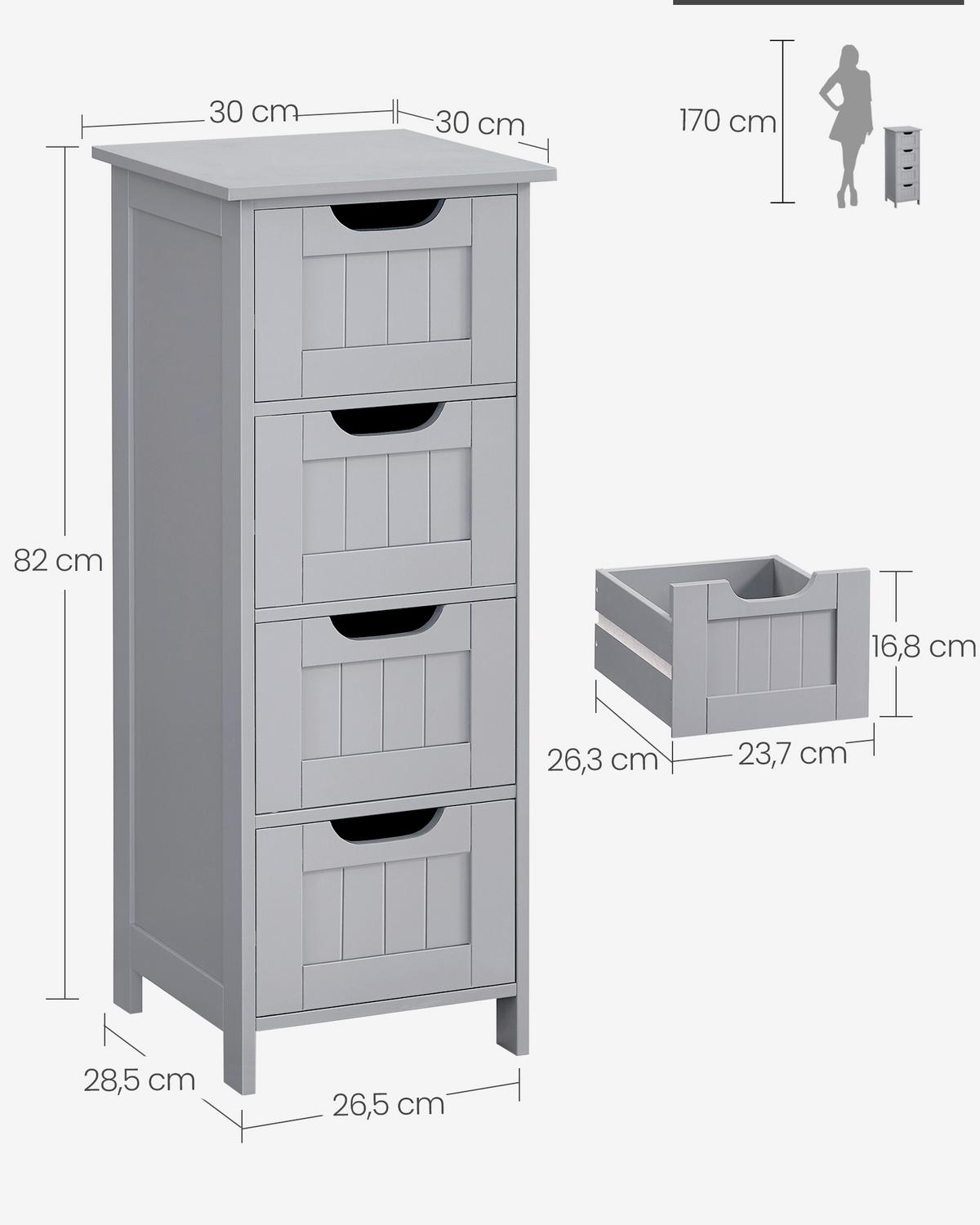Midischrank Floor Cabinet - Grau, MODERN, Holzwerkstoff (30/82/30cm) - MID.YOU
