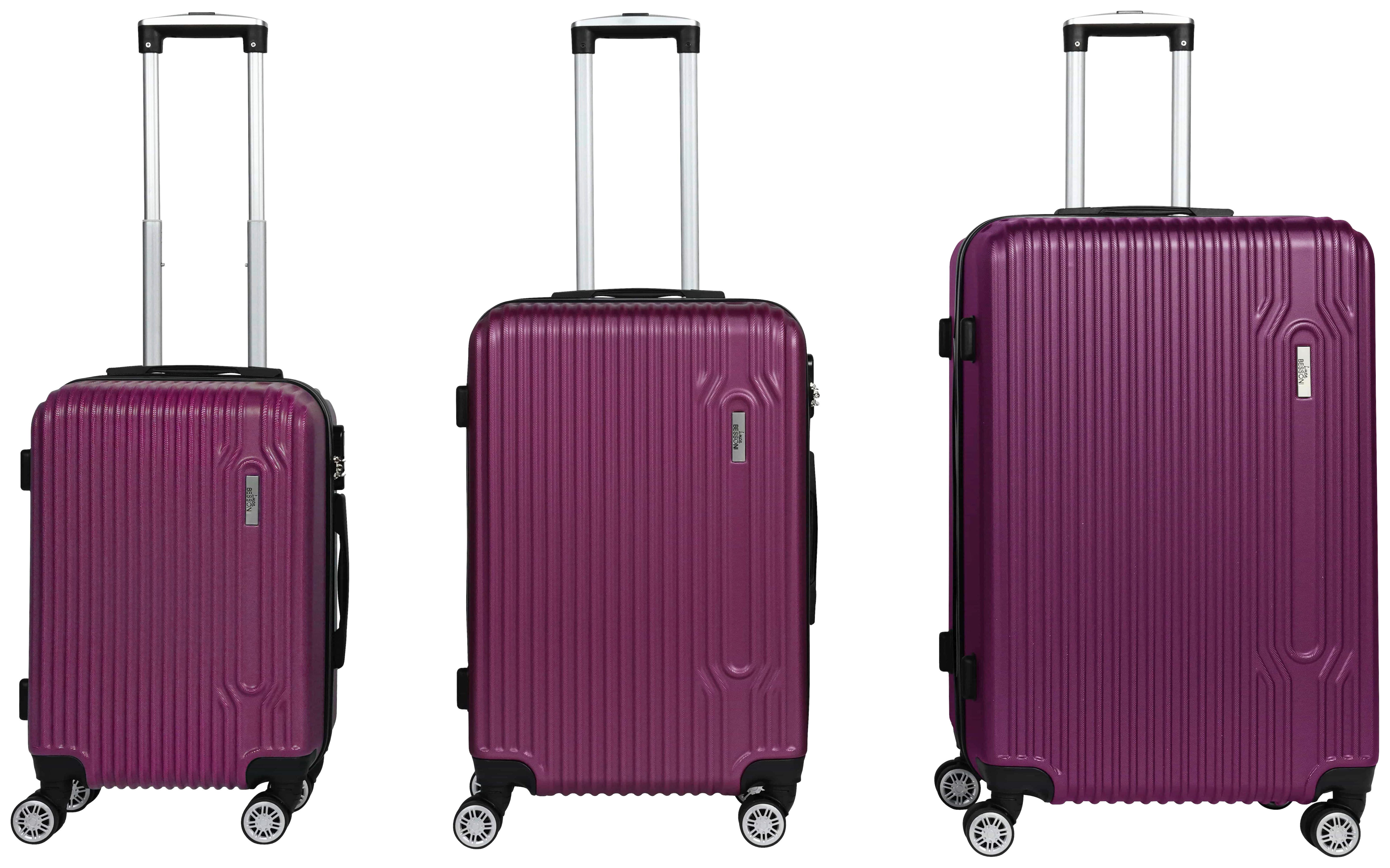 Reisekoffer Set 3-Tlg Palermo 4 Rollen Hartschale - Lila, Design, Kunststoff/Textil - Luca Bessoni