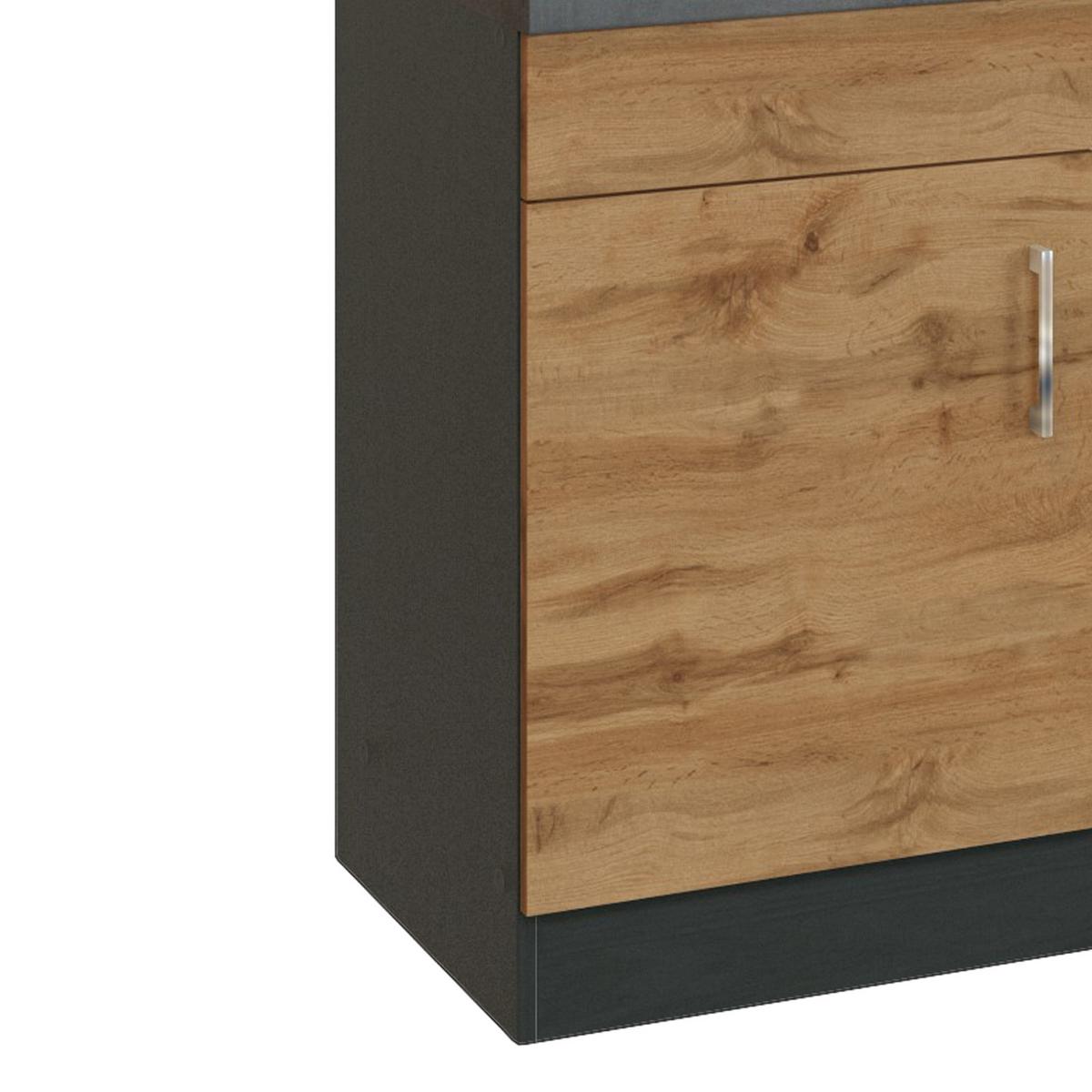 Küchenzeile Sorrento ohne Geräte B: 270 cm Eichefarben - Eichefarben/Anthrazit, MODERN, Holzwerkstoff (270/200/60cm) - Held