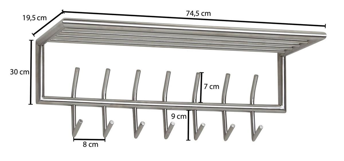 Nástenný vešiak WOHNLING strieborný - strieborná, Modern, kov (74,5/29/30cm) - MID.YOU