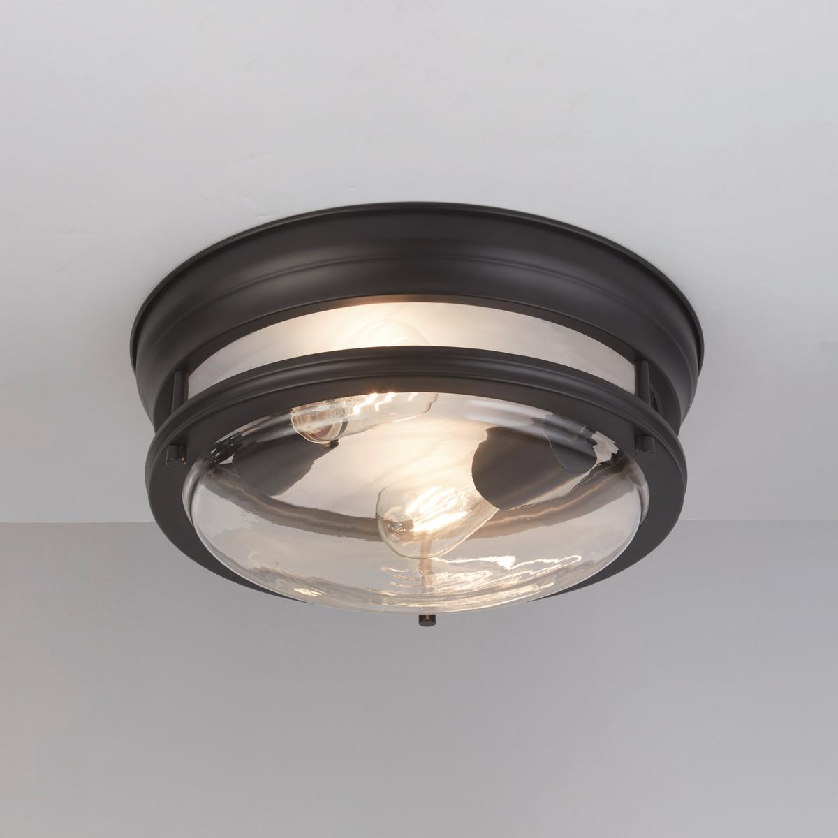 Bad-deckenleuchte Ip44 Klar/schwarz Ø 35 Cm 2-Flammig - Klar/Schwarz, Basics, Glas/Metall (35/14.5cm)