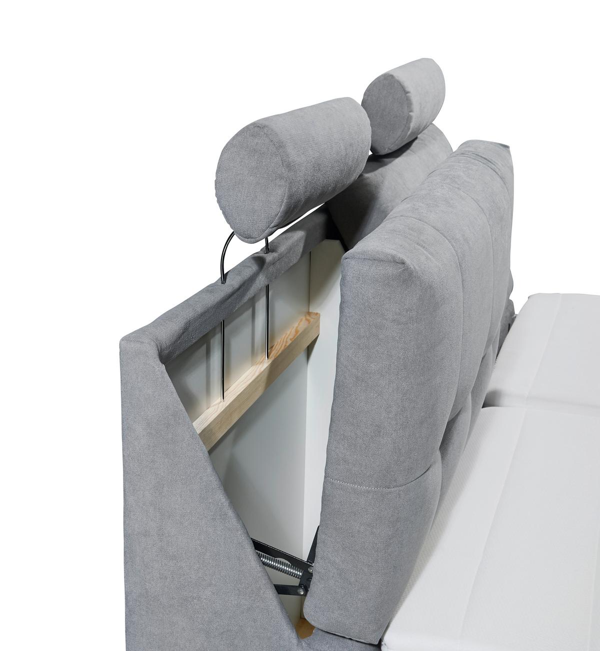 Boxspringbett Mit Topper Elektrisch 180x200 Cm Palermo - Silberfarben/Hellgrau, MODERN, Holzwerkstoff/Textil (180/200cm) - MID.YOU