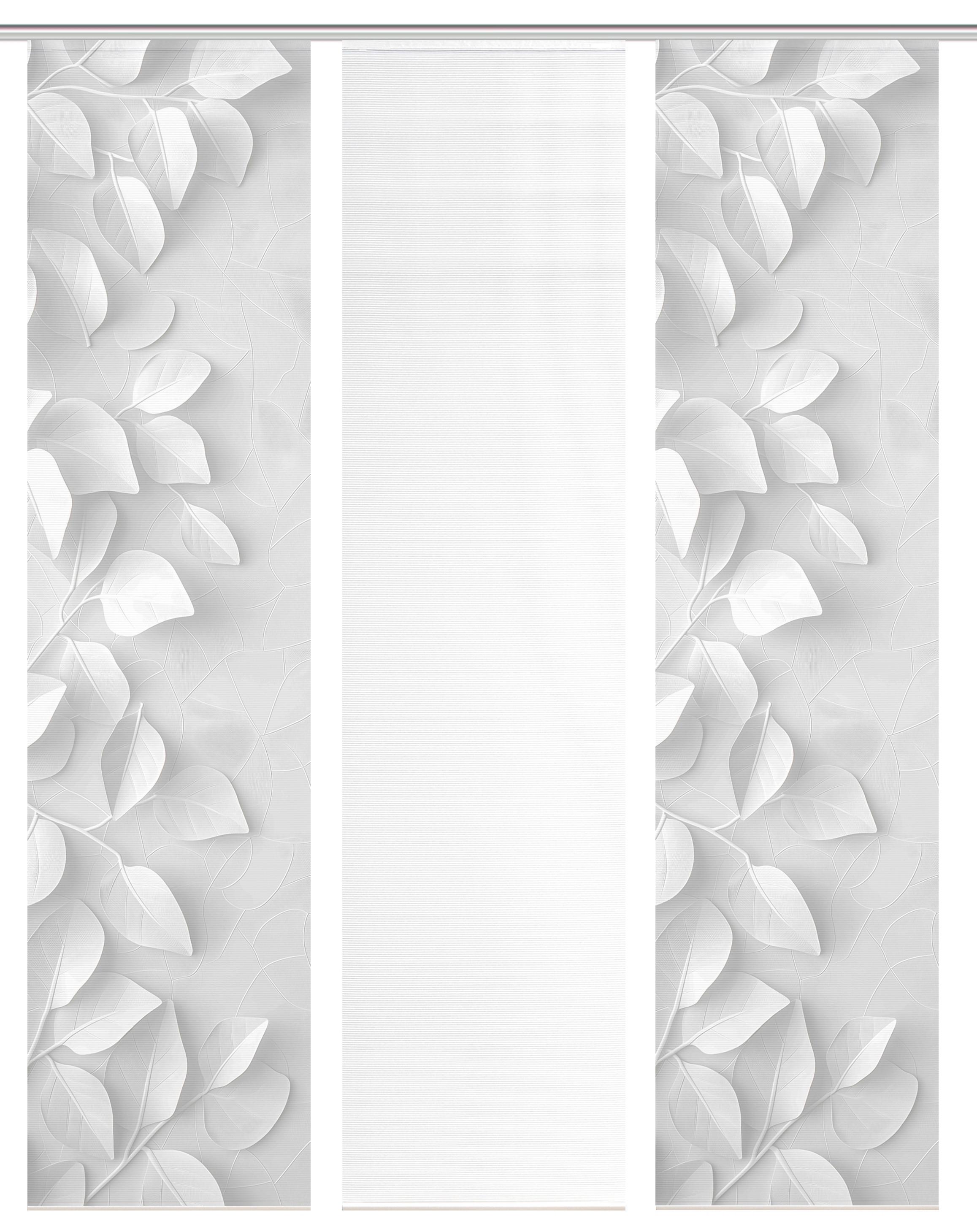 Flächenvorhang Rixa 3er Set - Grau Hochglanz/Weiß, Design, Textil (60/260cm)