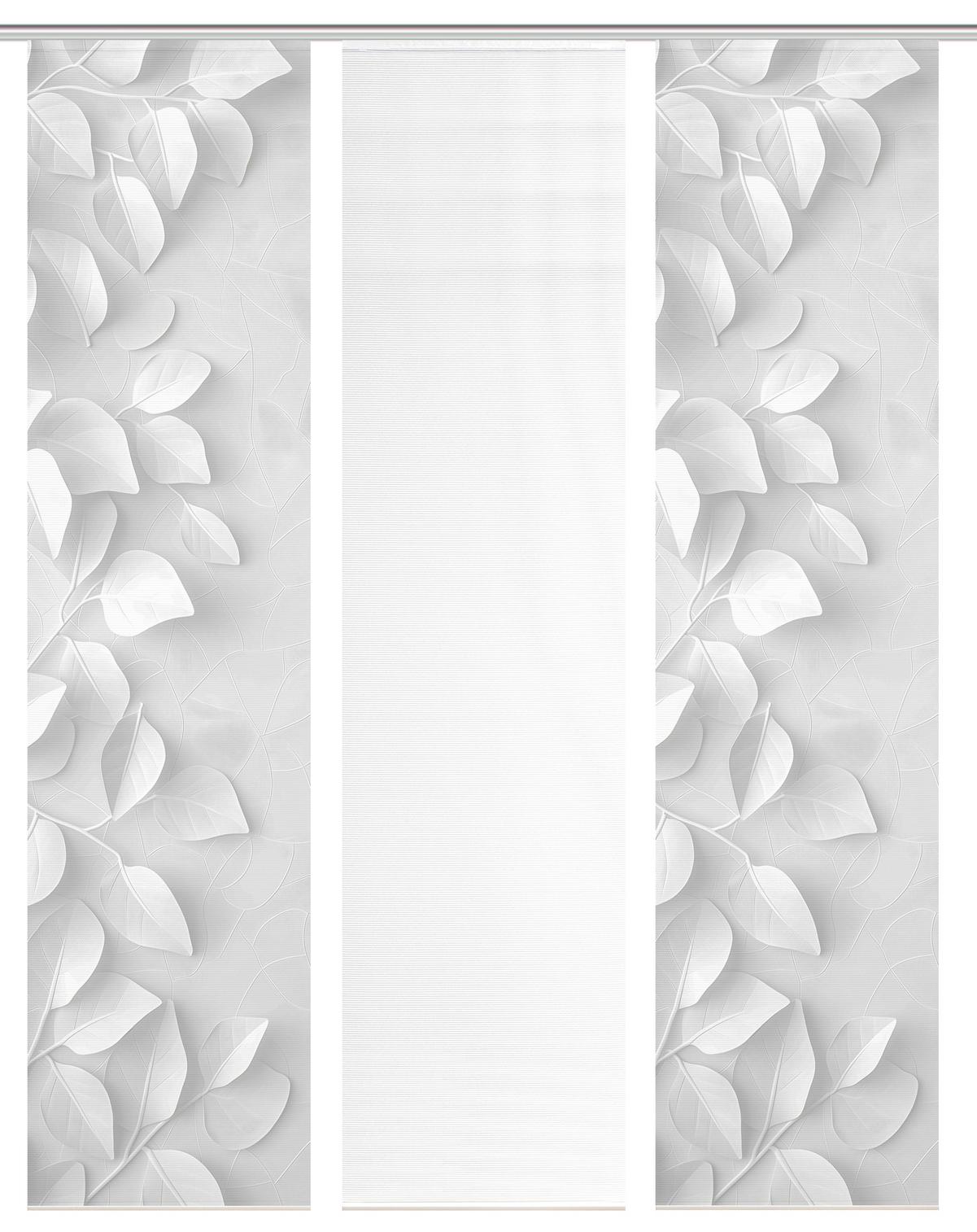 Flächenvorhang Rixa 3er Set - Grau Hochglanz/Weiß, Design, Textil (60/260cm)