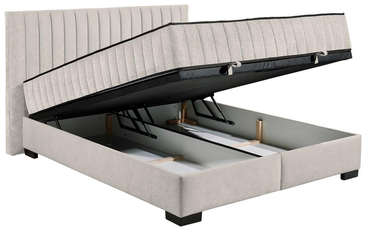 Boxbett Nagol C - Beige/Schwarz, MODERN, Holzwerkstoff/Textil (160/200cm) - MID.YOU