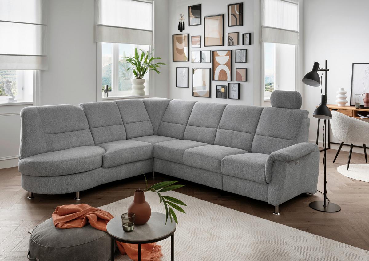 Ecksofa mit Relaxfunktion Parole Silberfarben Chenille - Chromfarben/Silberfarben, MODERN, Textil (236/275cm) - Livetastic