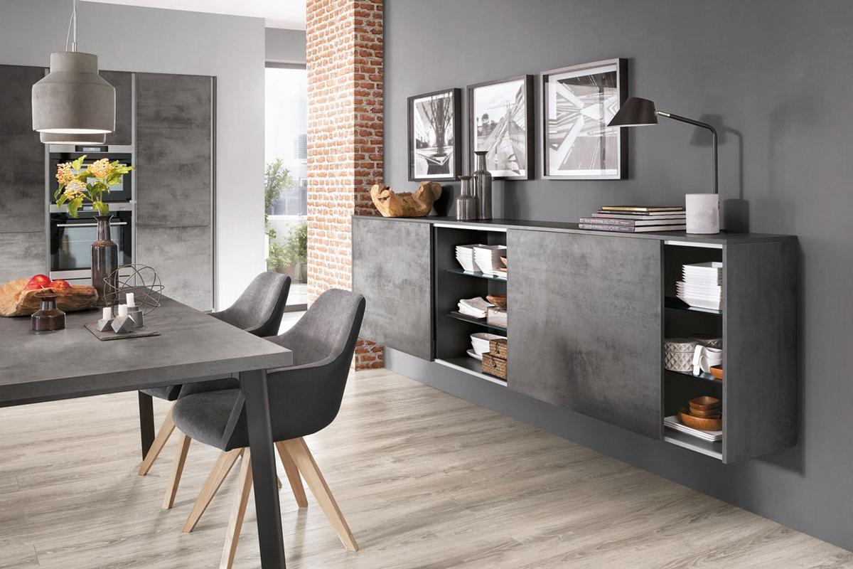 Einbauküche Riga Frei Planbar Modern, Grifflos - Anthrazit, MODERN, Holzwerkstoff - Vertico