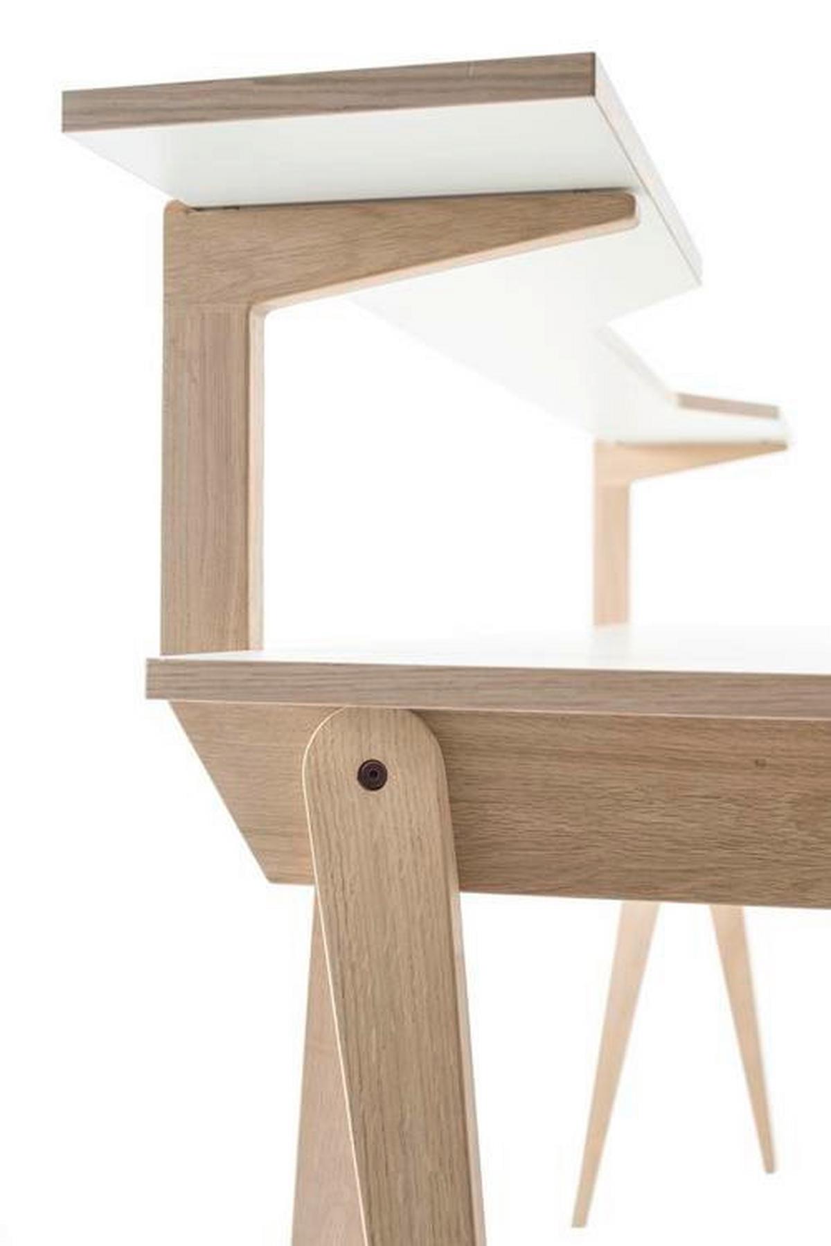 Schreibtisch Berliner Bock - Eichefarben/Weiß, Design, Holz/Holzwerkstoff (160/75/100cm) - Sudbrock