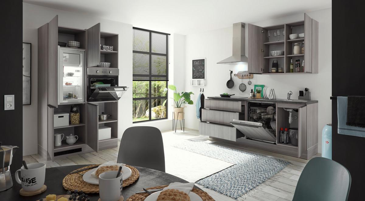 Küchenblock Landzeit Pinienfarben B: 320 cm - Anthrazit/Pinienfarben, Design, Holzwerkstoff (320cm) - MID.YOU