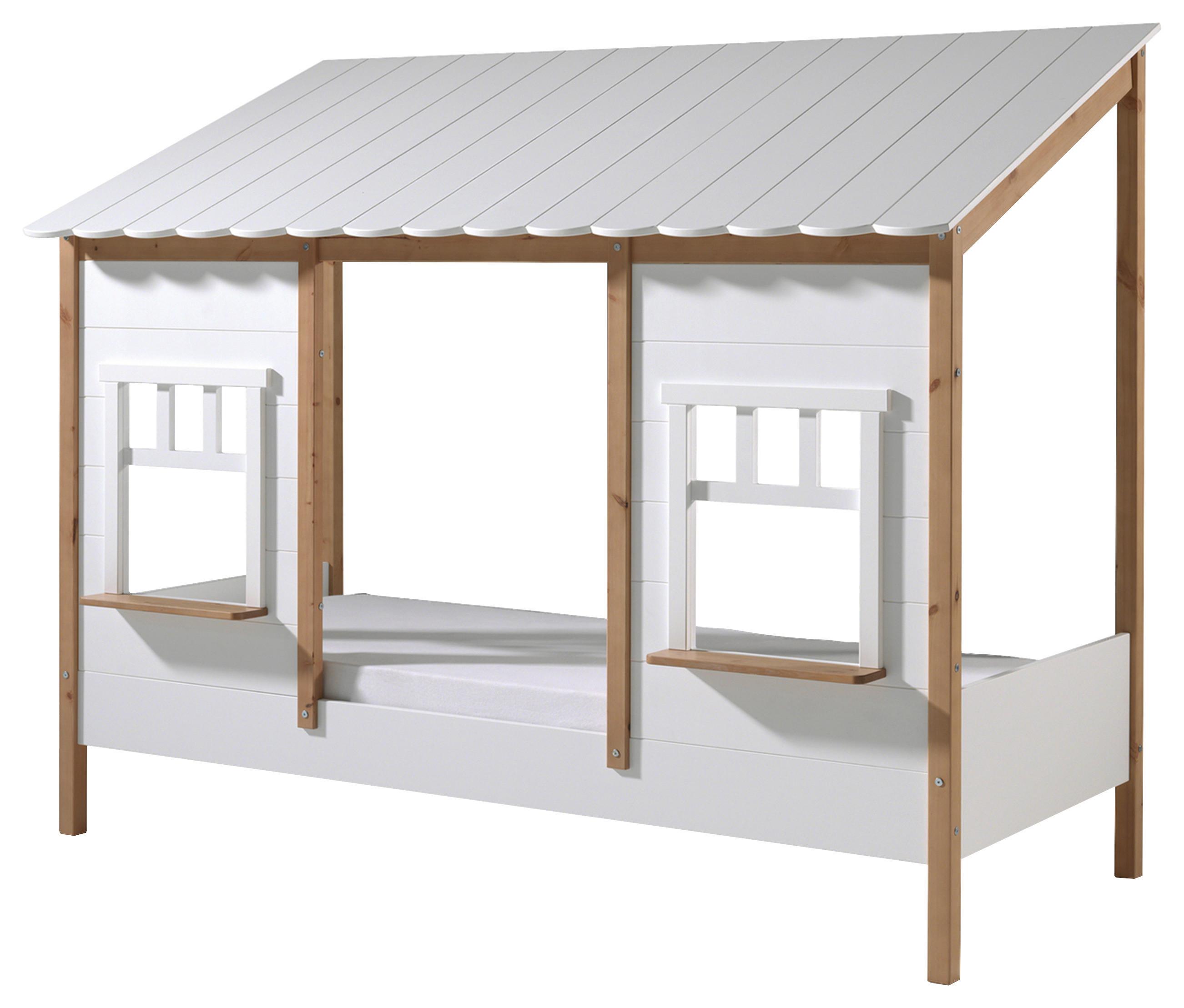 Korpus: Kiefer/ Weiß • Rahmen: Kieferfarben • inkl. Lattenrost • B/H/T: ca. 210/170/97 cm • max. belastbar: ca. 75 kg