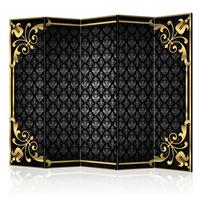 Paravent Schwarz Goldfarben B: 225 Cm - Goldfarben/Schwarz, Basics, Holz/Textil (225/172/3cm) - artgeist