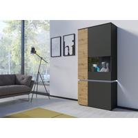 Vitrine Luci Grau Eiche Artisan/grau B: 90,4 Cm - Schwarz/Eiche Artisan, Trend, Glas/Holzwerkstoff (90,4/199/40cm) - MID.YOU