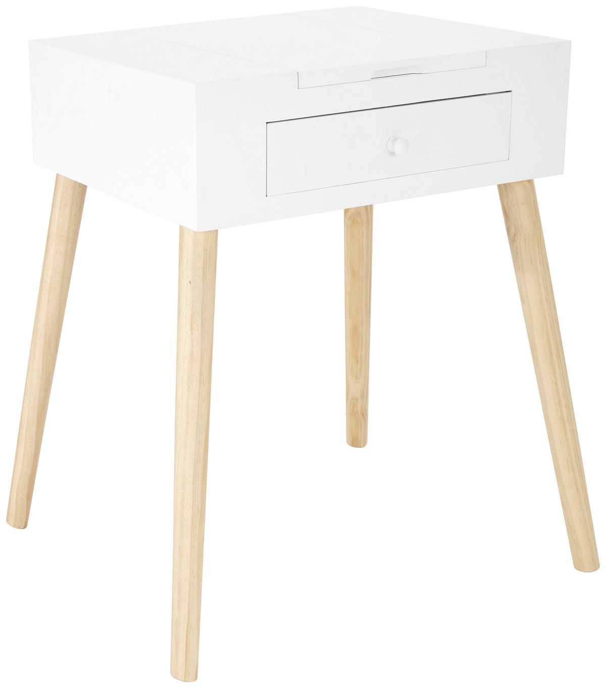 Schminktisch Stockholm Weiß B: 60 Cm Mit Lade + Spiegel - Naturfarben/Weiß, MODERN, Glas/Holz (60/75/40cm) - MID.YOU