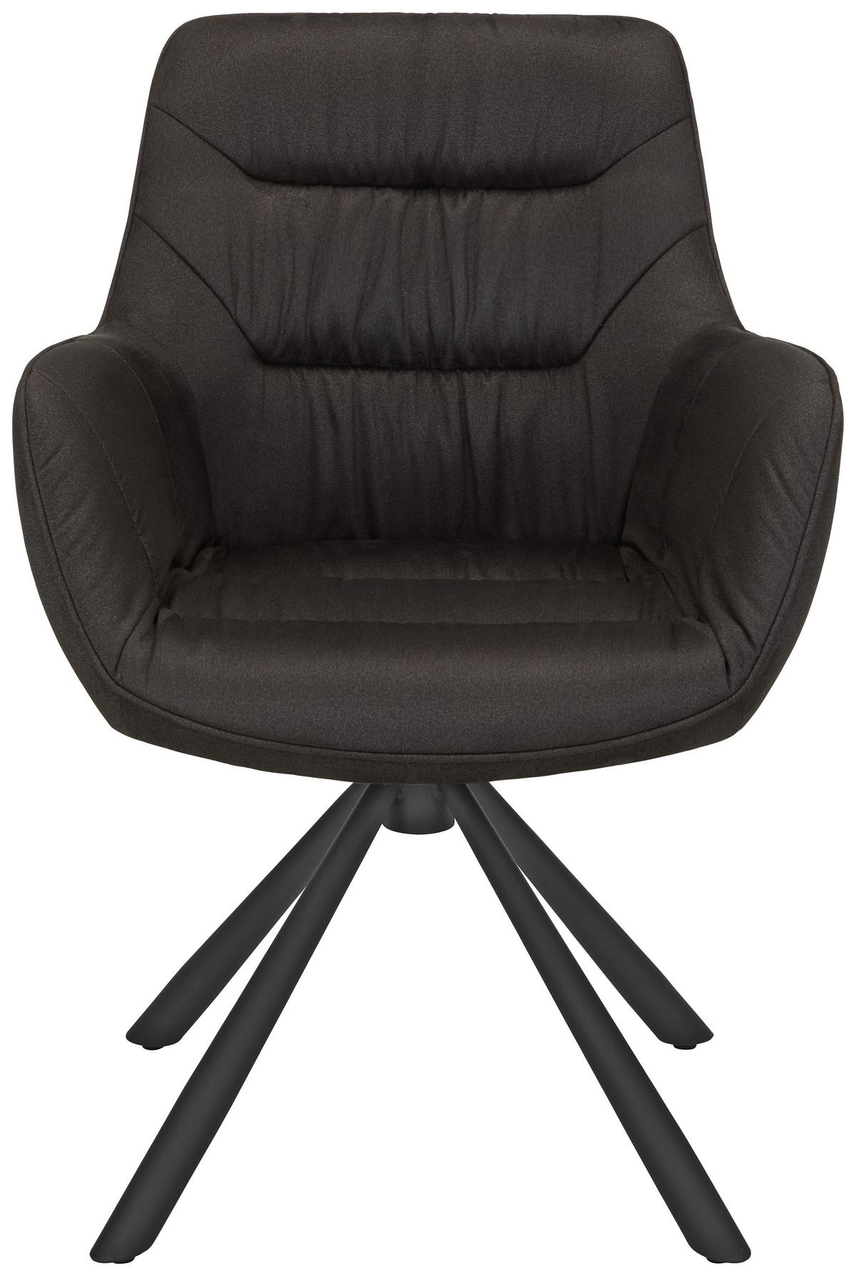 Židle s područkami Rebell, šedá - šedá/černá, Moderní, kov/textil (62/83,5/63cm) - Mömax