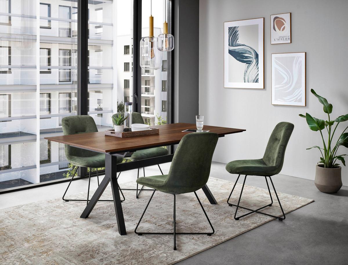 STOLIČKA CROSS-CH - čierna/lesná zelená, Basics, kov/textil (51/89/61cm) - Celina Home