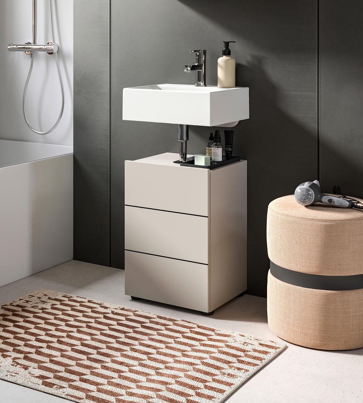 Waschbeckenunterschrank Vira Kaschmir B: 38 Cm - Kaschmir/Schwarz, MODERN, Holzwerkstoff (38/56/34cm) - MID.YOU