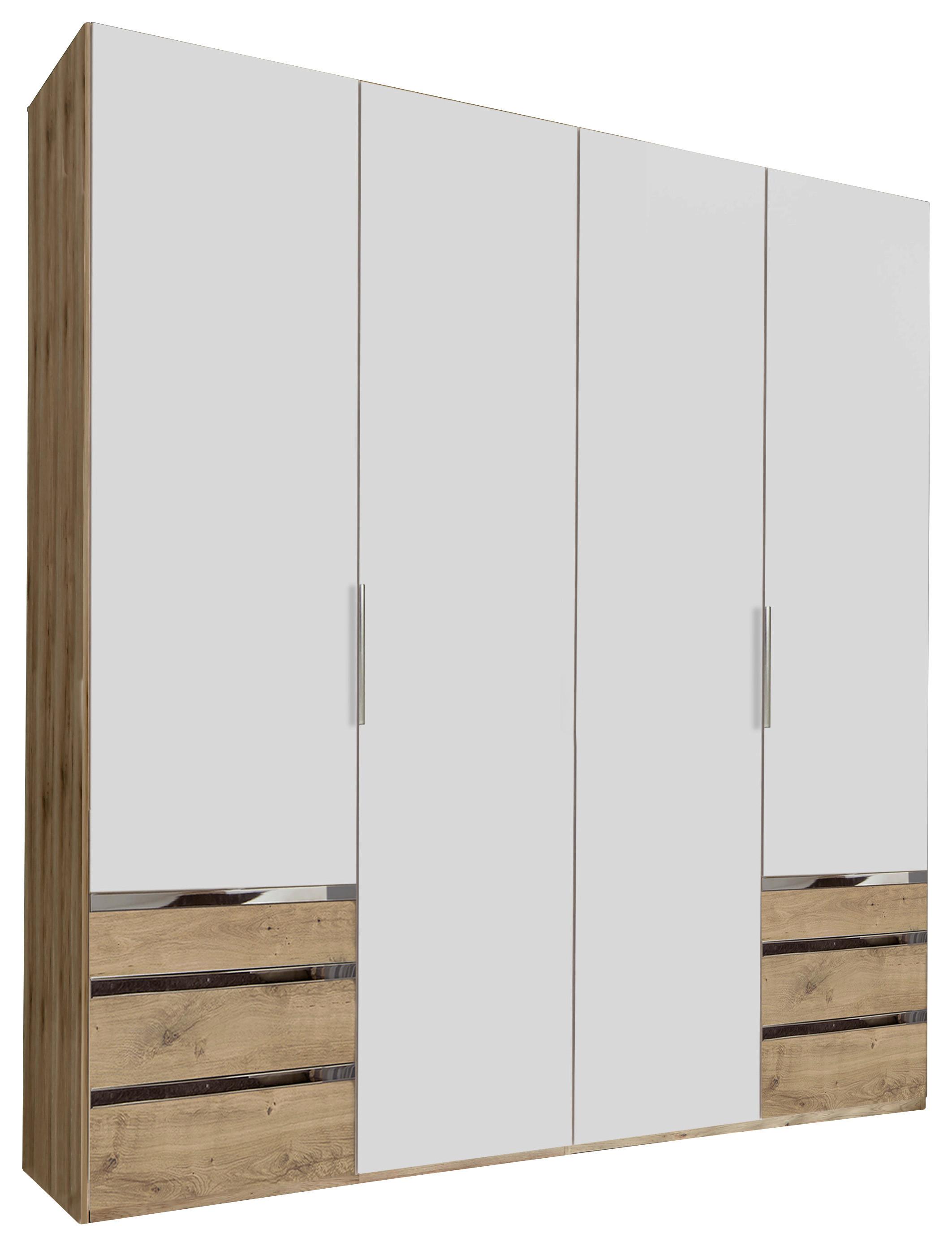 Drehtürenschrank mit Laden 200cm Level 36a, Weiß/Eiche - Eichefarben/Weiß, MODERN, Holzwerkstoff (200/216/58cm) - MID.YOU