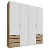Drehtürenschrank mit Laden 200cm Level 36a, Weiß/Eiche - Eichefarben/Weiß, MODERN, Holzwerkstoff (200/216/58cm) - MID.YOU