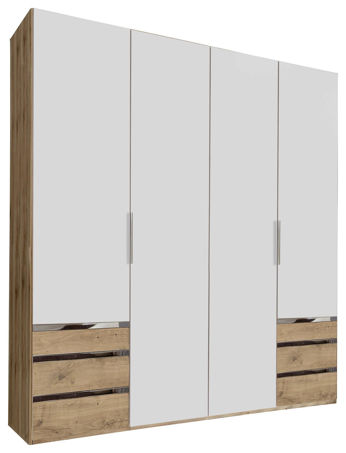 Drehtürenschrank mit Laden 200cm Level 36a, Weiß/Eiche - Eichefarben/Weiß, MODERN, Holzwerkstoff (200/216/58cm) - MID.YOU