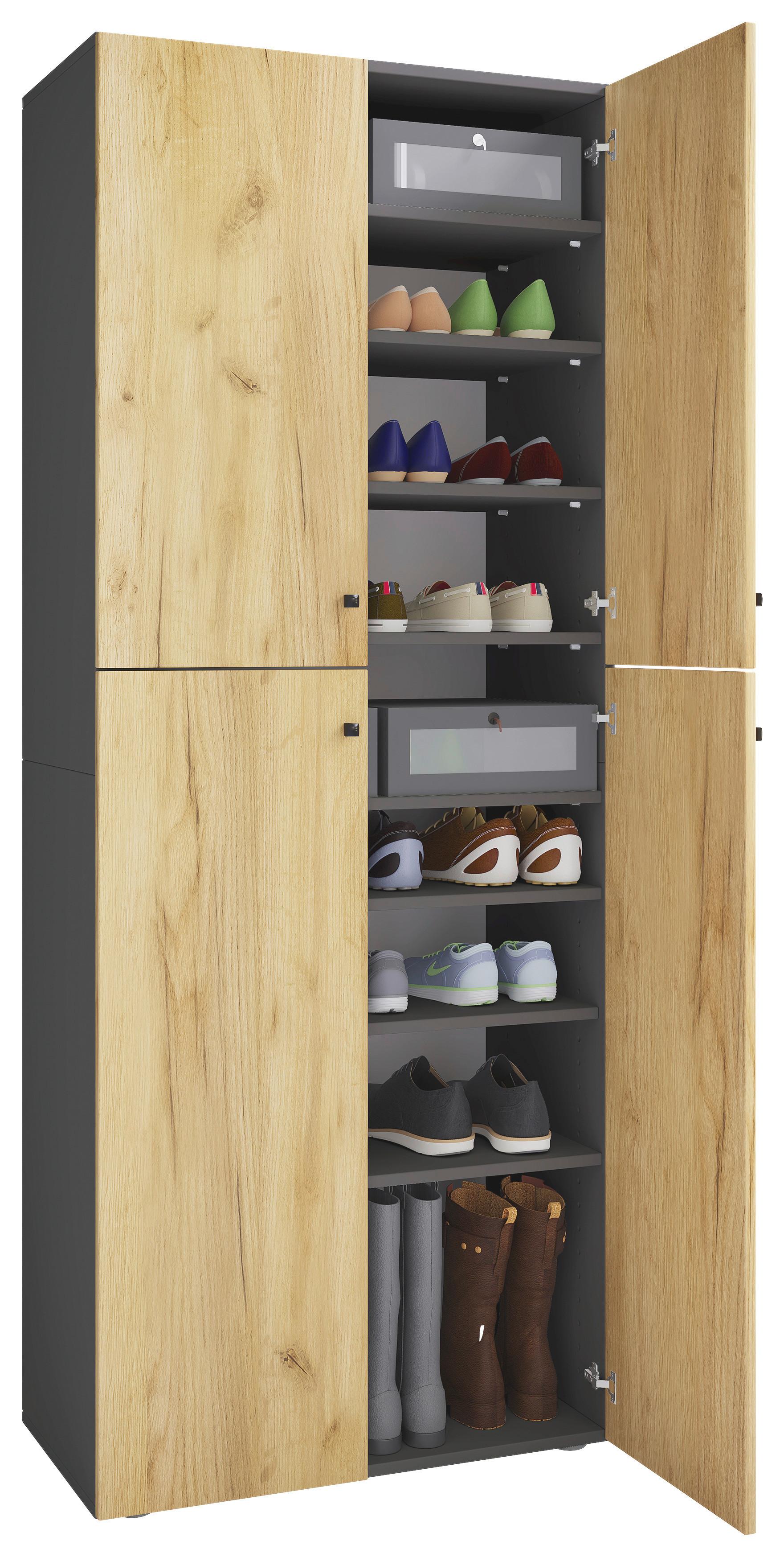 Schuhschrank Lona Anthrazit Honigeiche Dekor - Honigeiche/Anthrazit, Design, Holzwerkstoff (70/182/39cm) - MID.YOU