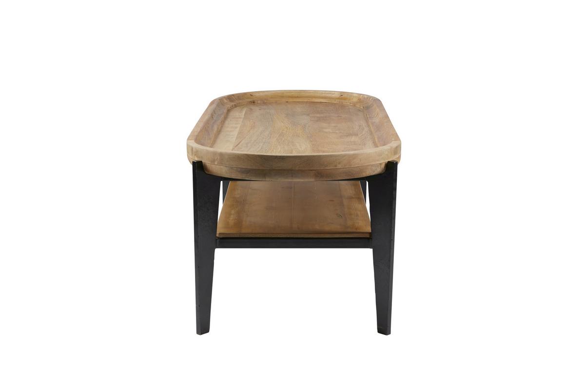 COUCHTISCH Mangoholz B: 120cm - Schwarz/Naturfarben, Design, Holz/Metall (120/50/40cm) - MID.YOU