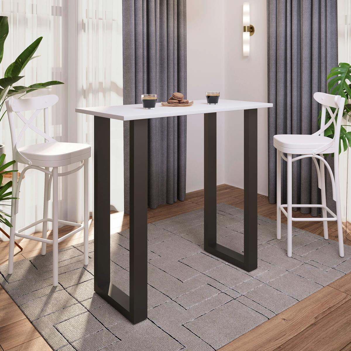 Bartisch Xona B 110x50 - Schwarz/Weiß, KONVENTIONELL, Holzwerkstoff/Metall (110/50/102cm)