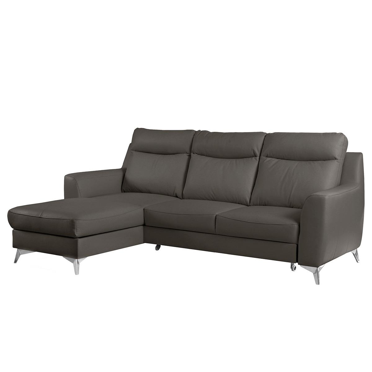 Ecksofa Gio Dunkelbraun S: 236x168 Cm - Chromfarben/Dunkelbraun, Design, Leder/Textil (236/168cm) - Livetastic