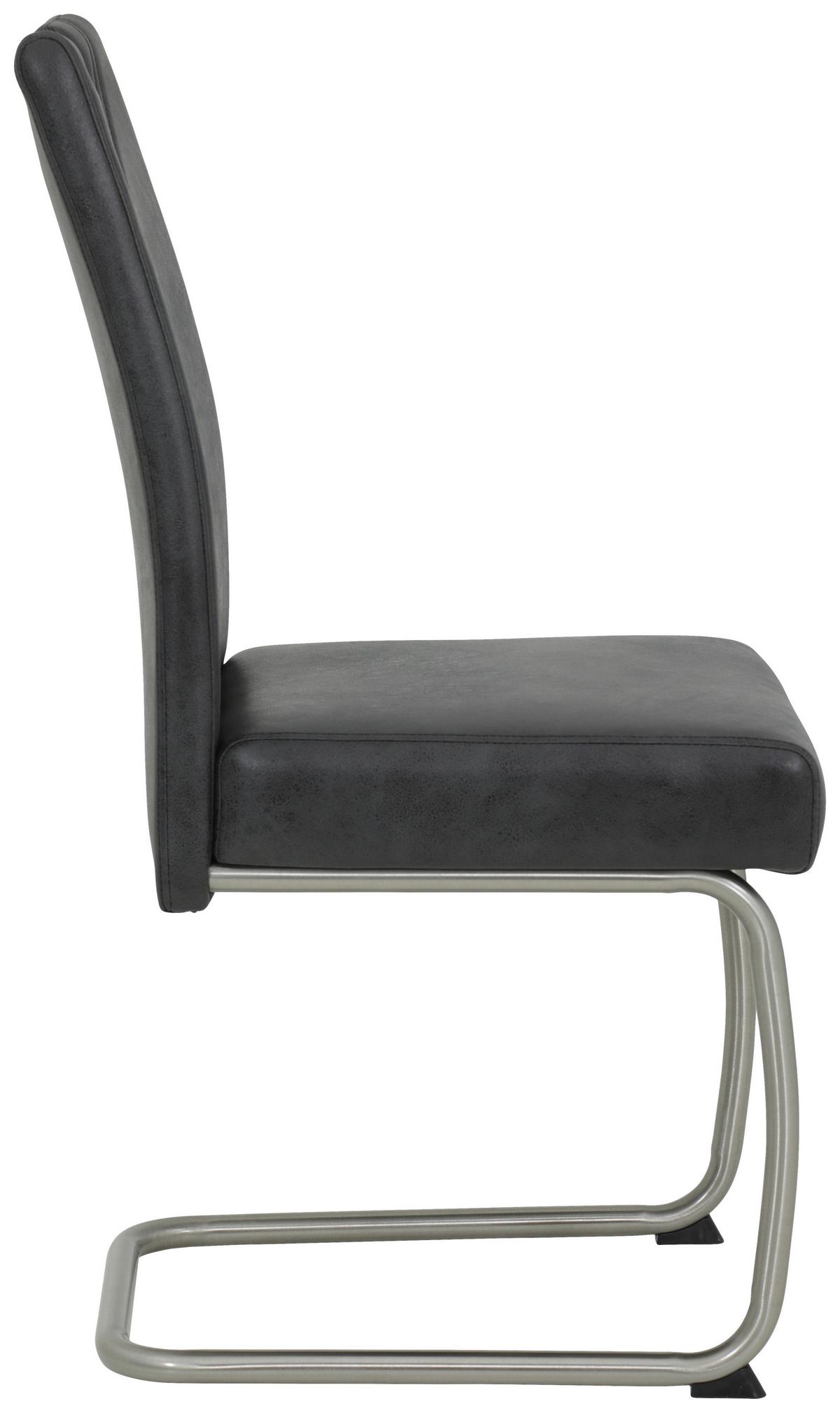 Schwingstuhl Sophia Anthrazit Gepolstert 2er-Set - Edelstahlfarben/Anthrazit, MODERN, Textil/Metall (43/99/58cm) - MID.YOU