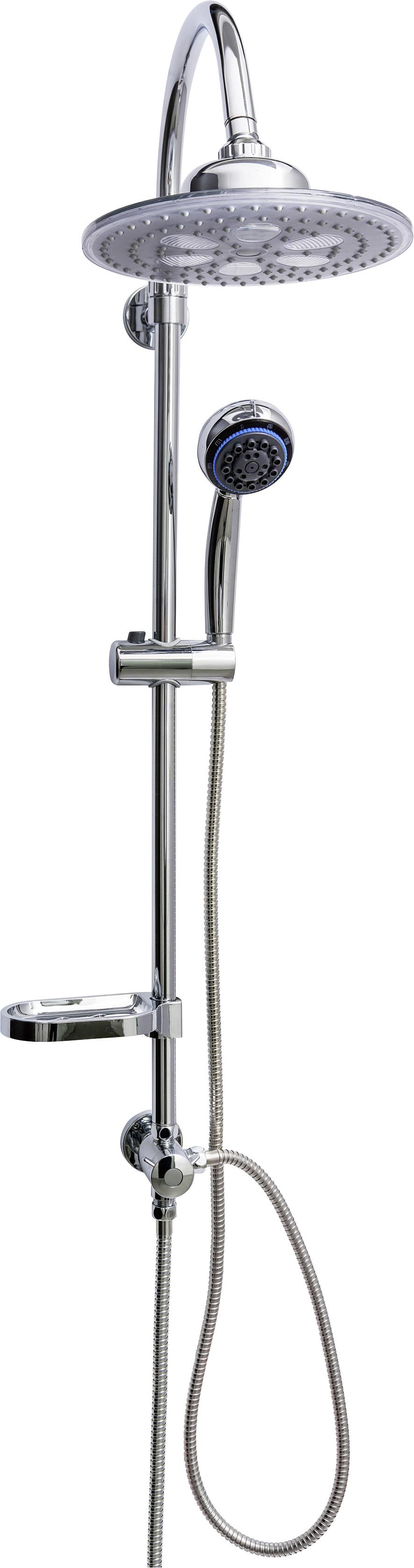 Brausegarnitur Led Shower Chrom 3-Fach verstellbar - Chromfarben, MODERN, Kunststoff/Metall (22/97cm)