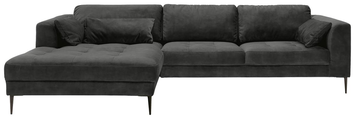 Eckschlafsofa Luzi - Anthrazit/Schwarz, MODERN, Textil (280/168cm) - Trendmanufaktur