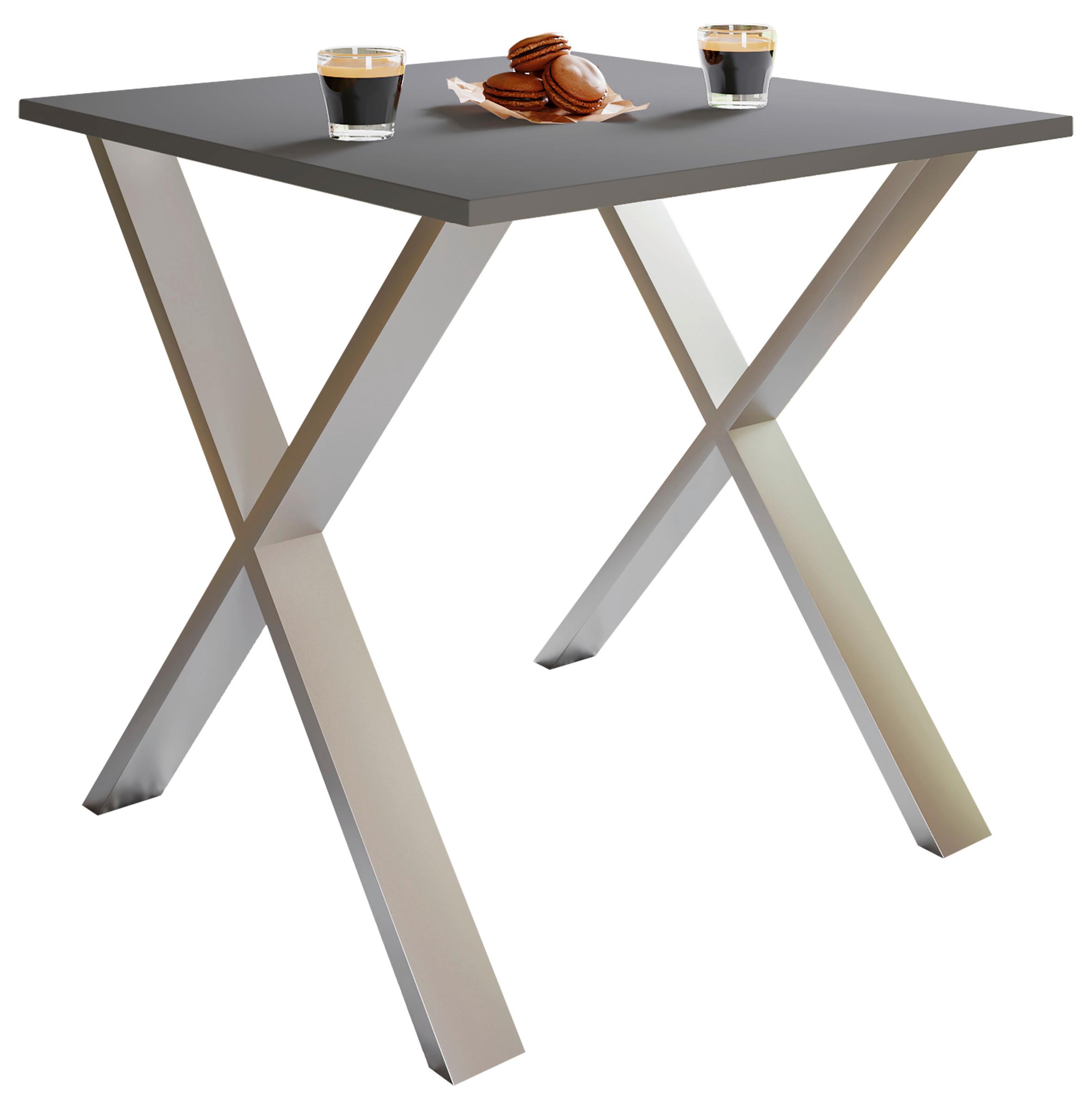 Esstisch Xona Silberfarben L: 80 cm - Anthrazit/Silberfarben, Basics, Holzwerkstoff (80/80/76cm) - MID.YOU