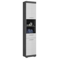 Badezimmer Hochschrank Scout 37x191 cm Weiß Hochglanz - Weiß Hochglanz/Anthrazit, MODERN, Holzwerkstoff (37/191/31cm) - MID.YOU