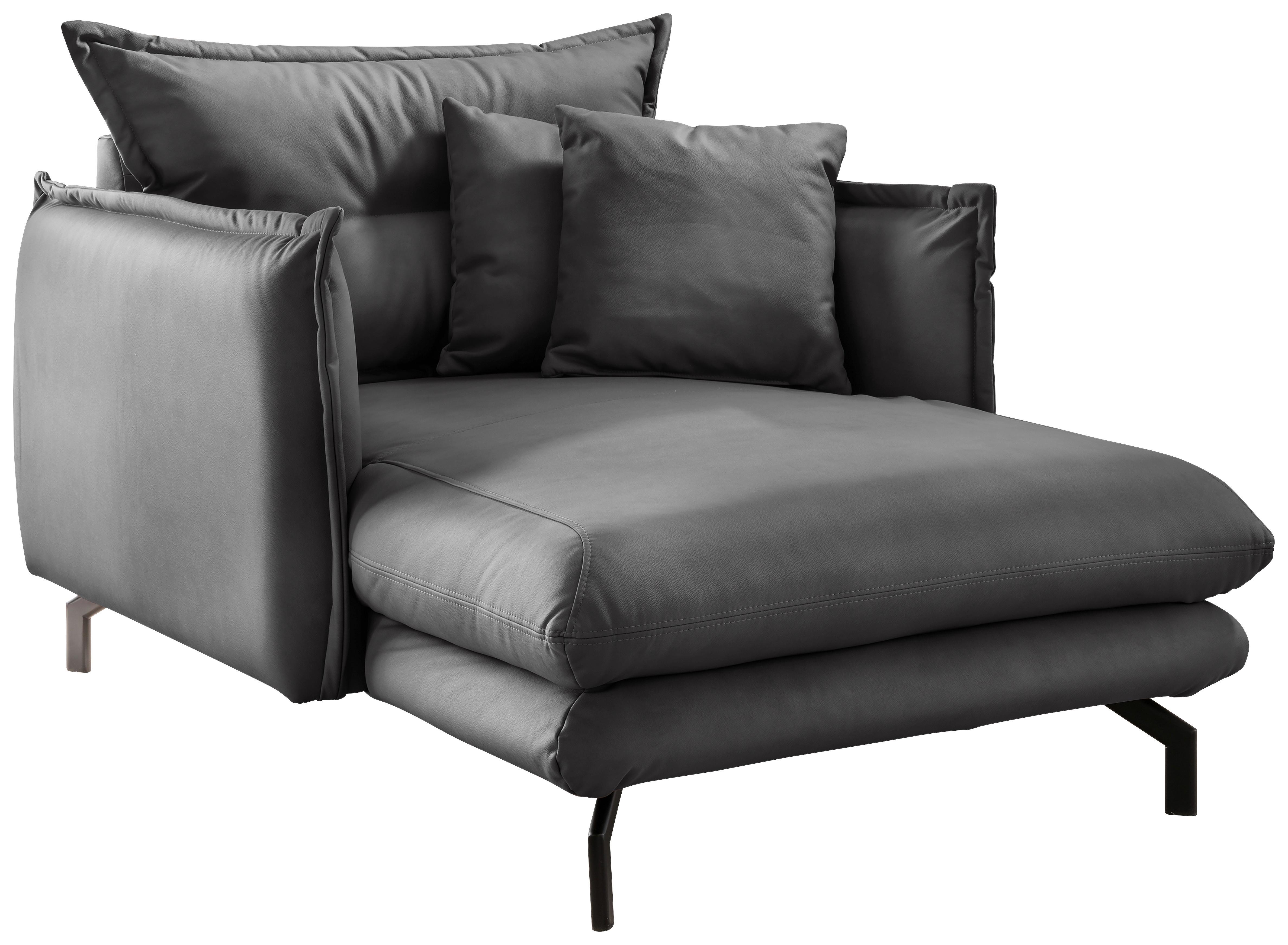 XXL-Sessel Lava Anthrazit B: 111cm - Anthrazit/Schwarz, MODERN, Textil (111/101/167cm) - Livetastic