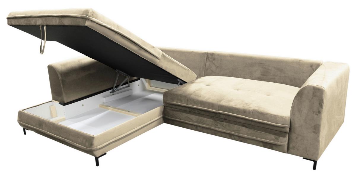 Ecksofa mit Schlaffunktion Bello Beige 187x277 cm - Beige/Schwarz, Design, Textil (187/277cm) - Livetastic