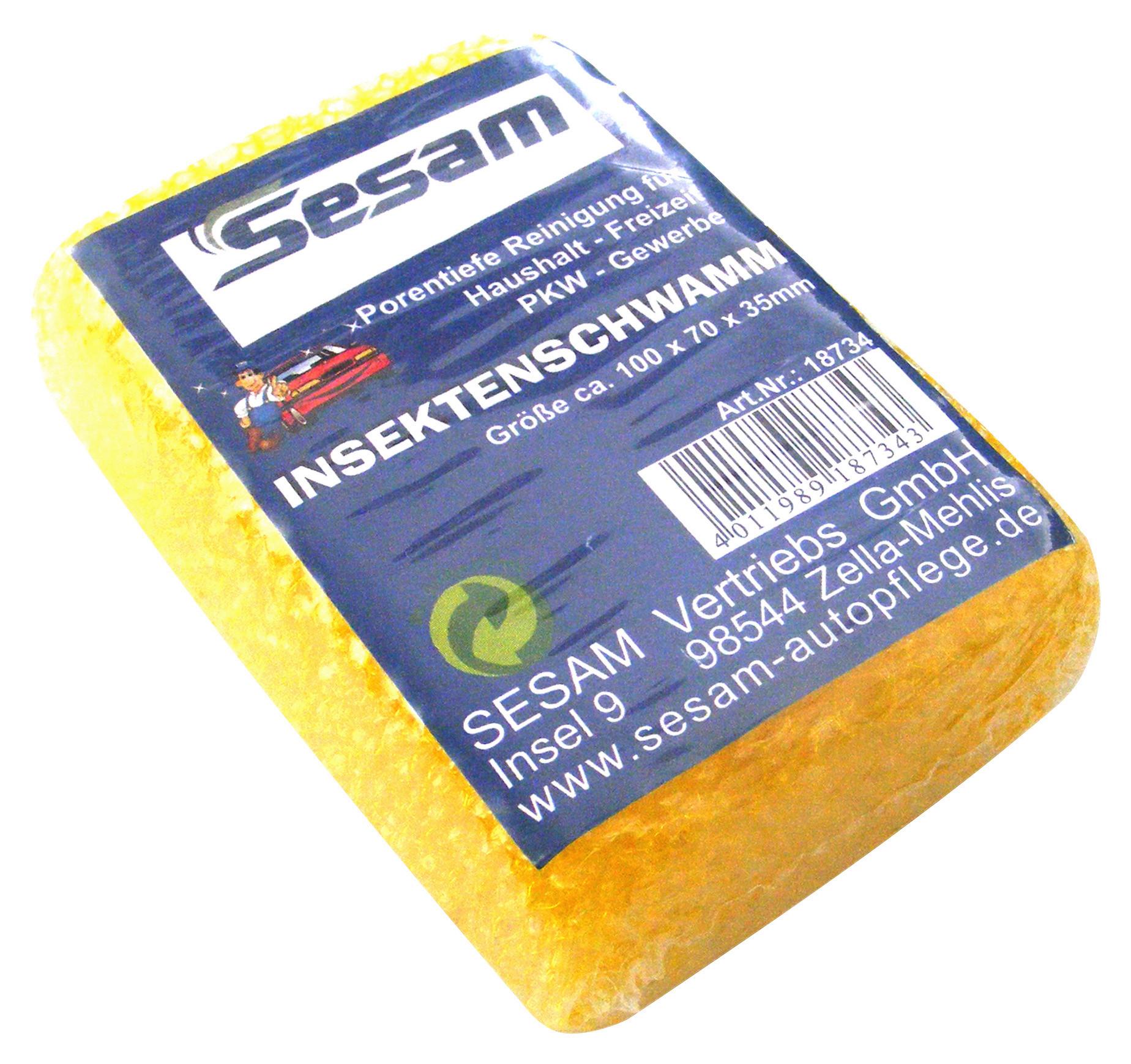 Autoschwamm Sesam 10x4x7 cm Beideseitig Verwendbar - Gelb, MODERN, Textil (10/4/7cm)