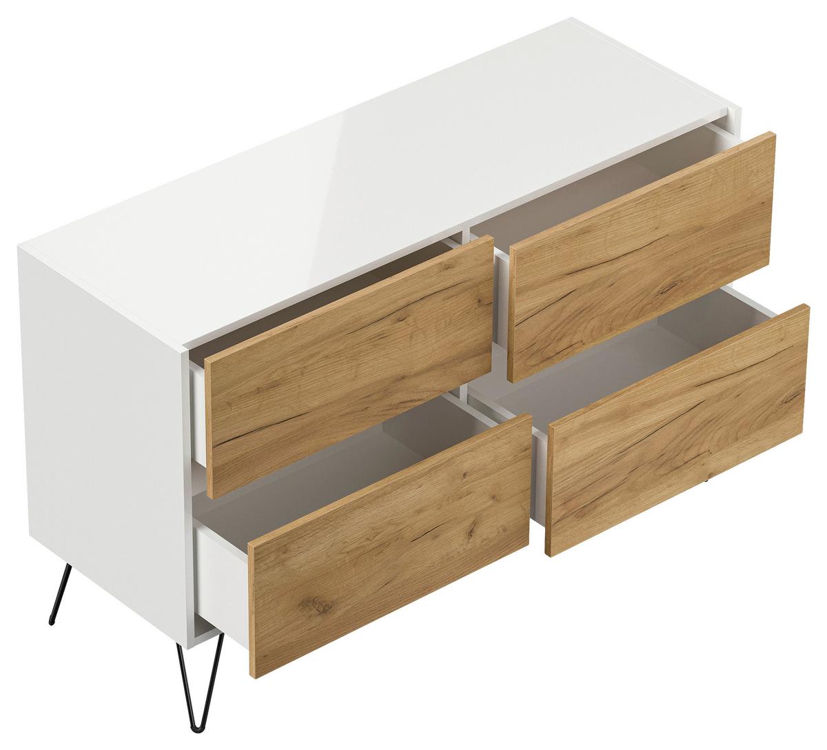 Sideboard Posseik Industrial Weiß/eichefarben B: 119 Cm - Eichefarben/Schwarz, Design, Holzwerkstoff (119/75/42cm) - P & B