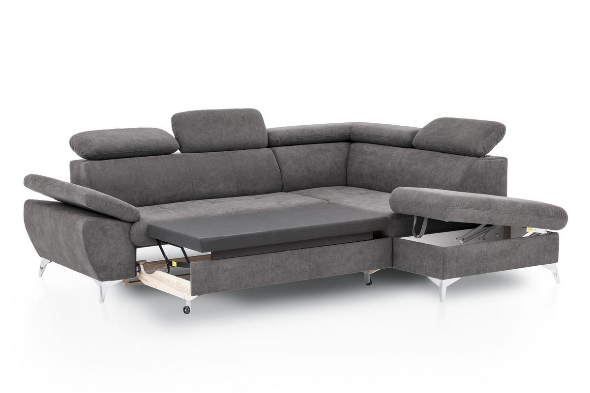 Ecksofa Mit Schlaffunktion Gisele Und Bettkasten Grau - Chromfarben/Grau, KONVENTIONELL, Textil (256/209cm) - Livetastic