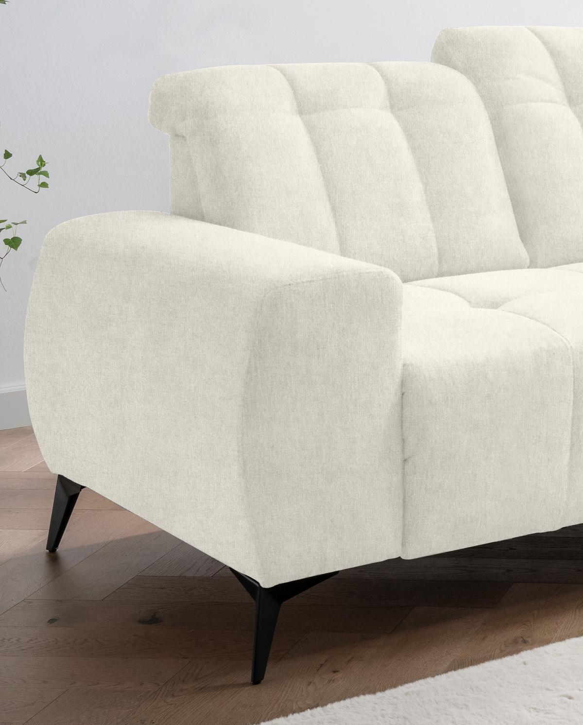 Ecksofa mit USB Anschluss Sano, Creme, S: 261x200 cm - Creme/Schwarz, MODERN, Textil (261/200cm) - Livetastic