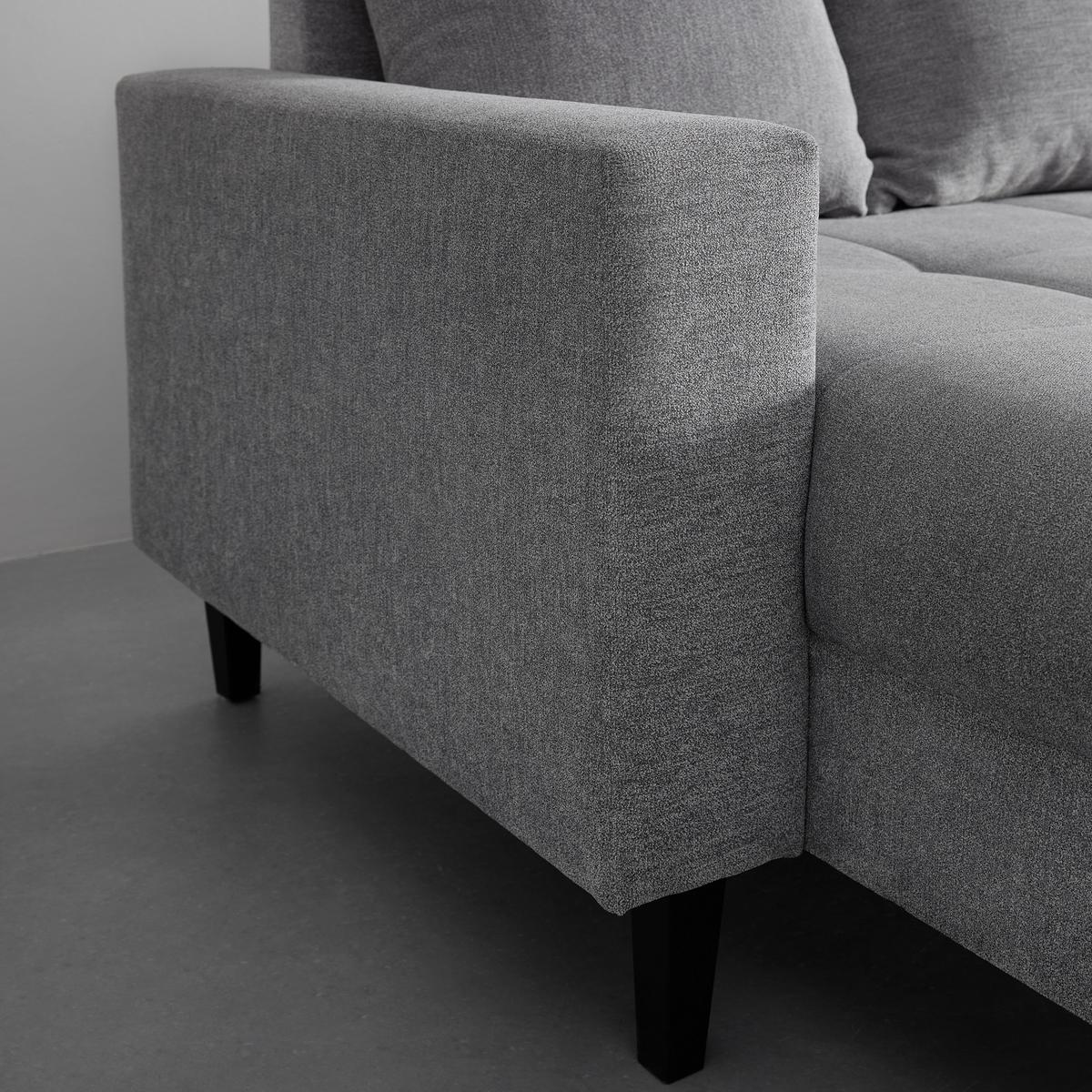 Rohová sedačka BOSTON, obojstranná, sivá - čierna/sivá, Konventionell, drevo/textil (215/92/160cm) - Based