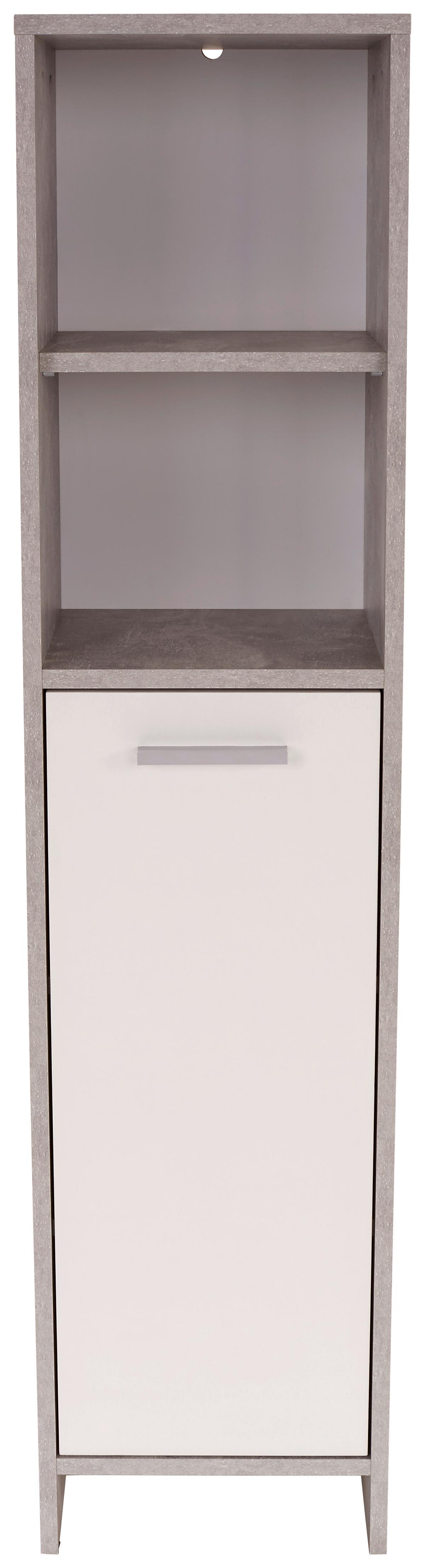 Badezimmer Attack B: 124,4 cm, Betondekor + Weiß - Hellgrau/Weiß, MODERN, Holzwerkstoff (124,4/190/28cm)