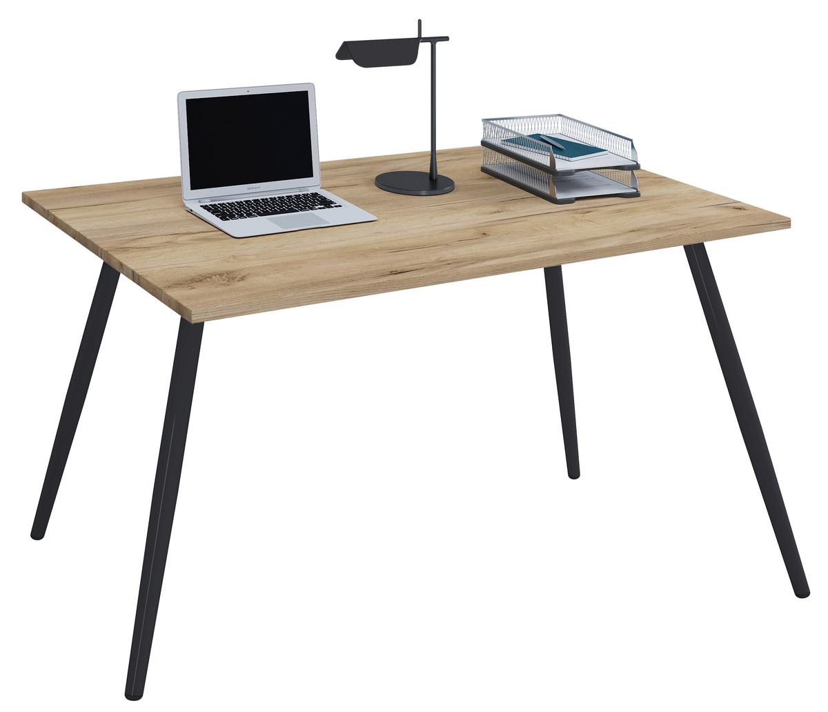 Schreibtisch Salia schwarz/Eichefarben, L: 110cm - Schwarz/Sonoma Eiche, MODERN, Holzwerkstoff/Metall (110/50/70cm) - MID.YOU
